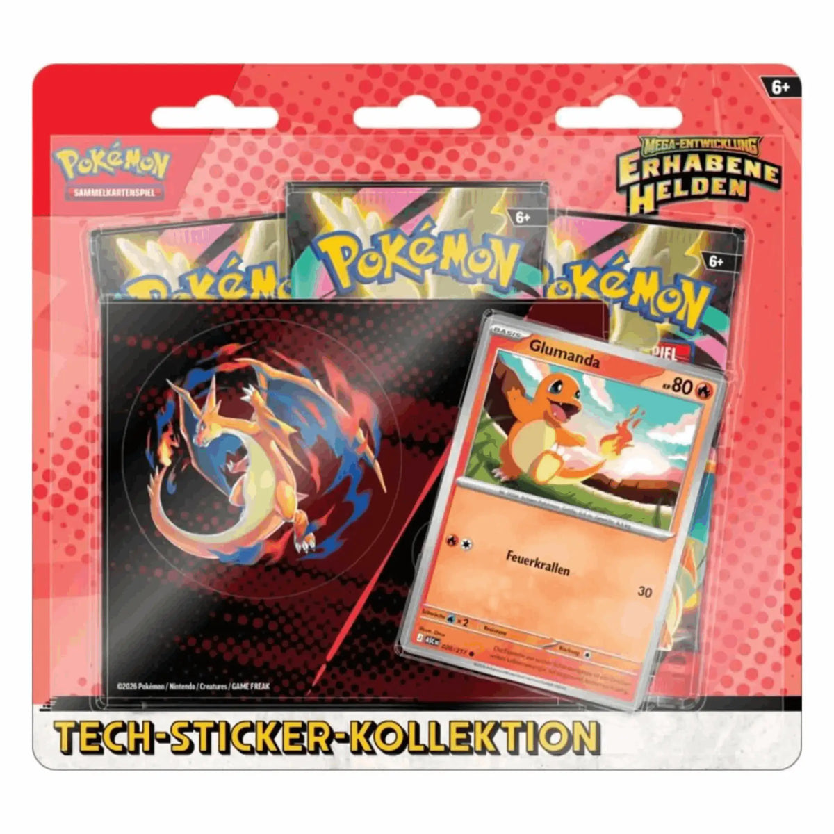 Pokémon - Mega-Entwicklung - Erhabene Helden Tech-Sticker Kollektion Glumanda - DE