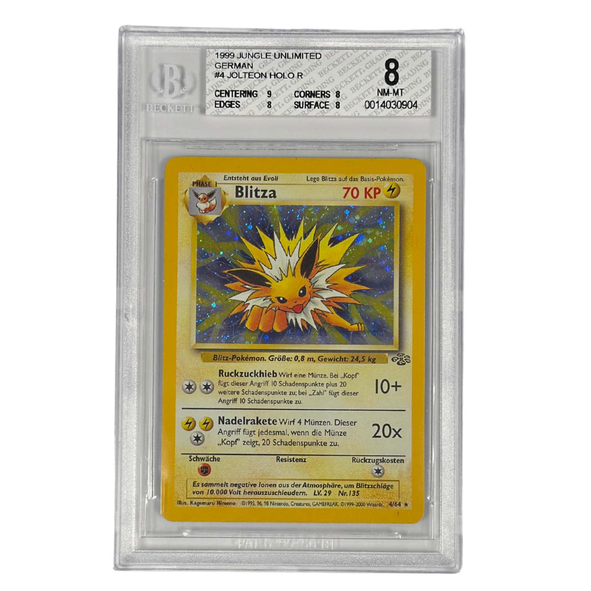 Pokémon - Jolteon Holo #4/64 (Jungle Unlimited) – BGS 8 Near Mint-Mint