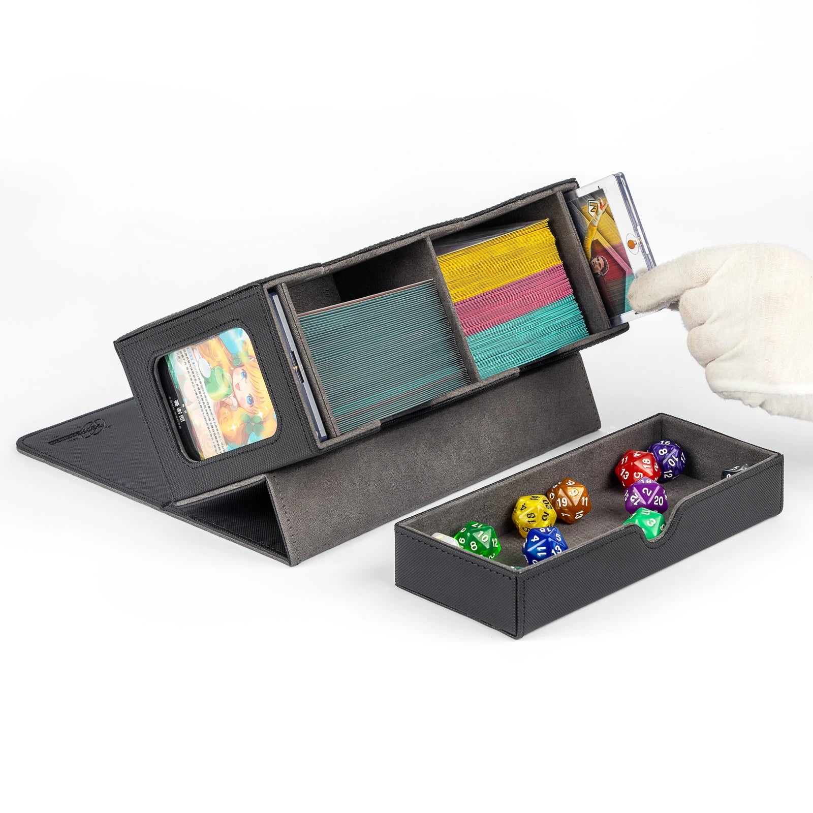 cardcosmos - 200+ Premium deckbox Dobbelstenen Tray Zwart