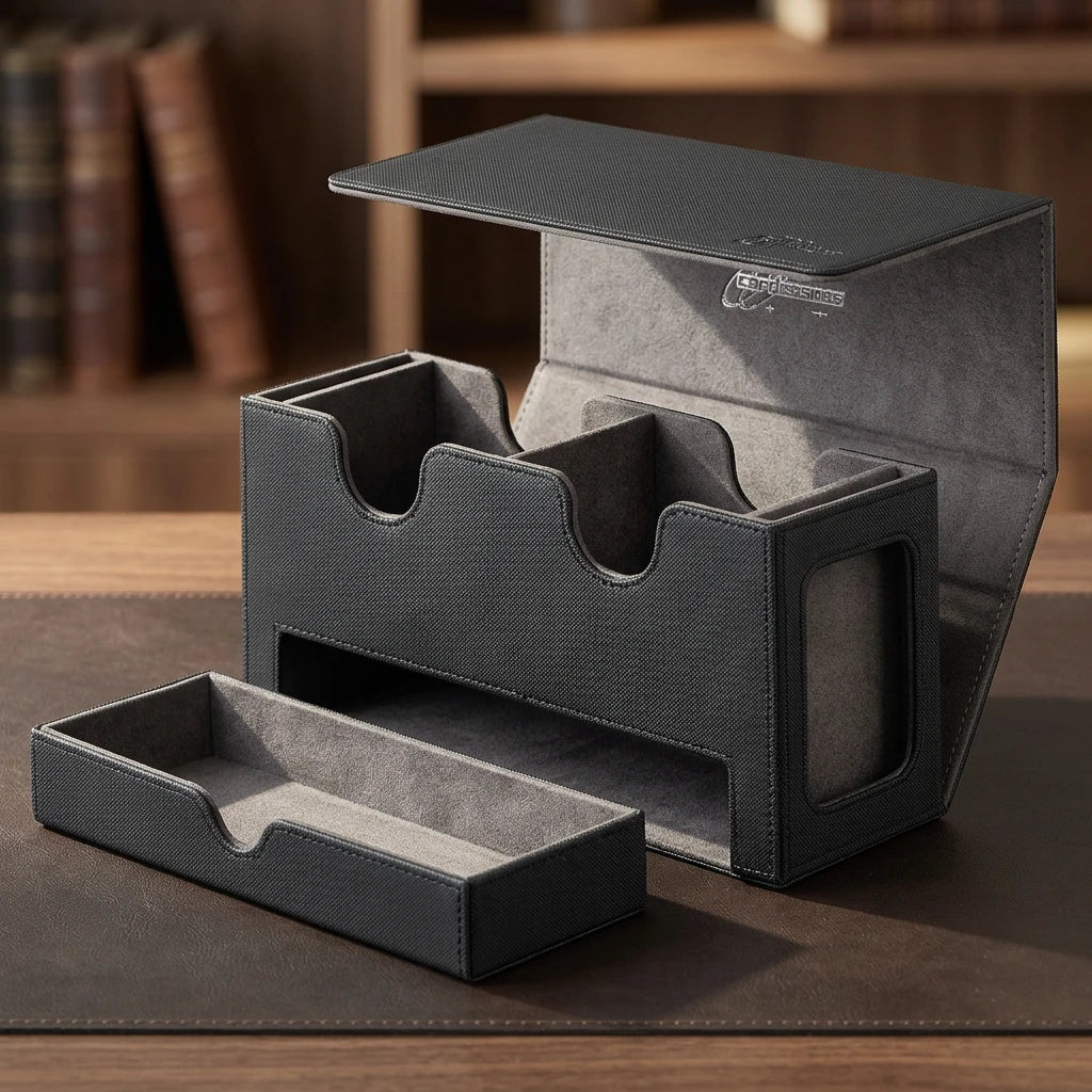cardcosmos - 200+ Premium deckbox Dobbelstenen Tray Zwart
