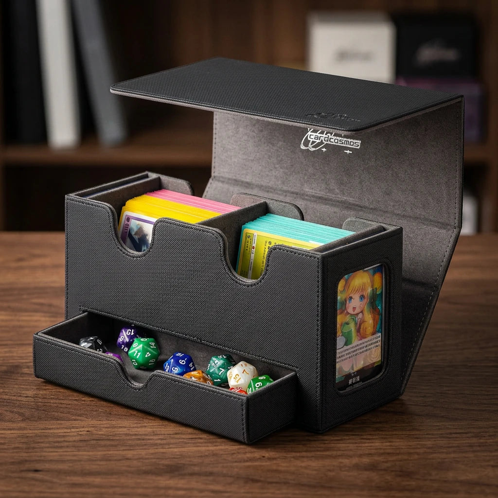 cardcosmos - 200+ Premium deckbox Dobbelstenen Tray Zwart