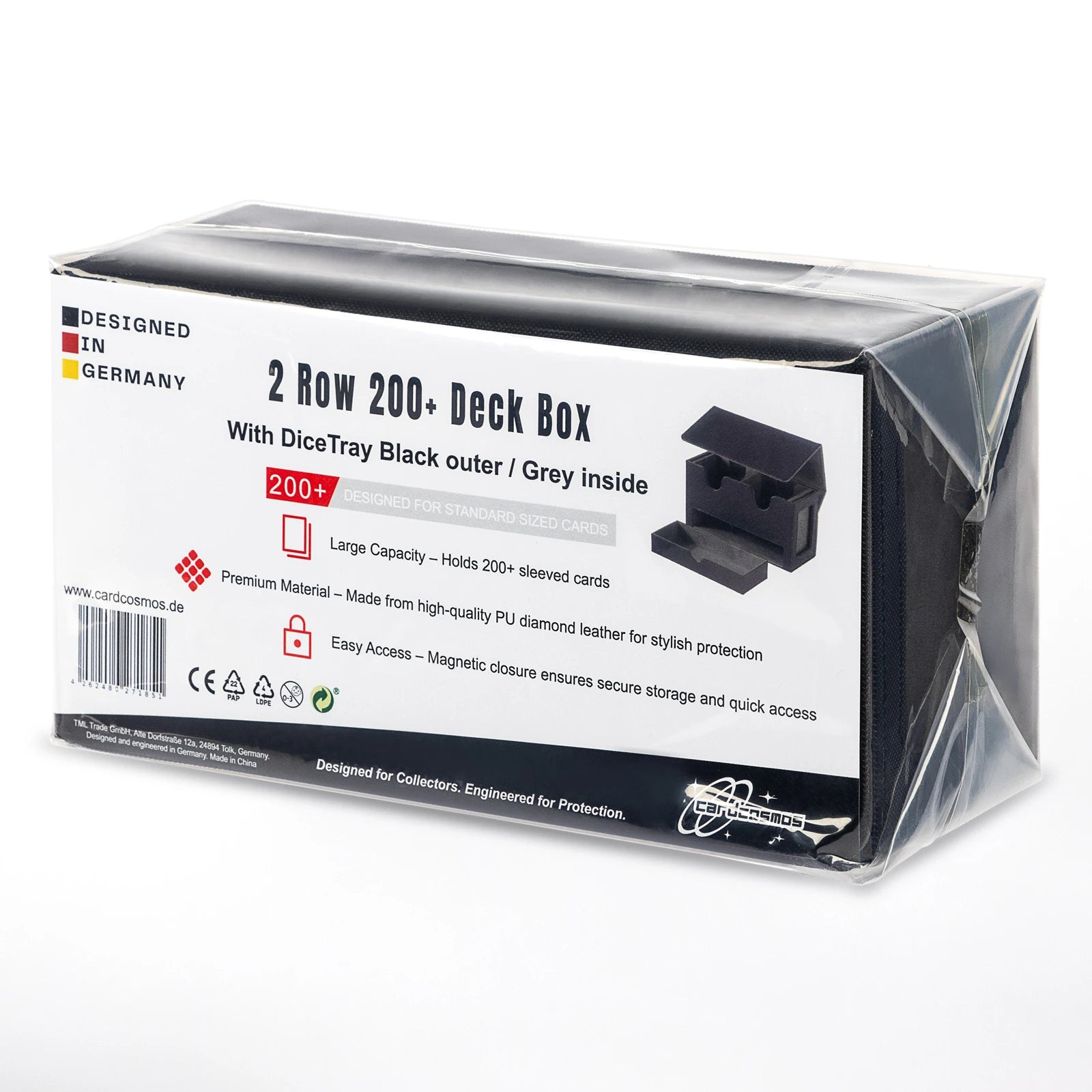 cardcosmos - 200+ Premium deckbox Dobbelstenen Tray Zwart