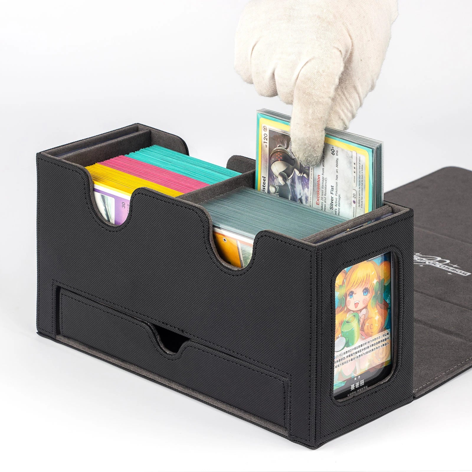 cardcosmos - 200+ Premium deckbox Dobbelstenen Tray Zwart