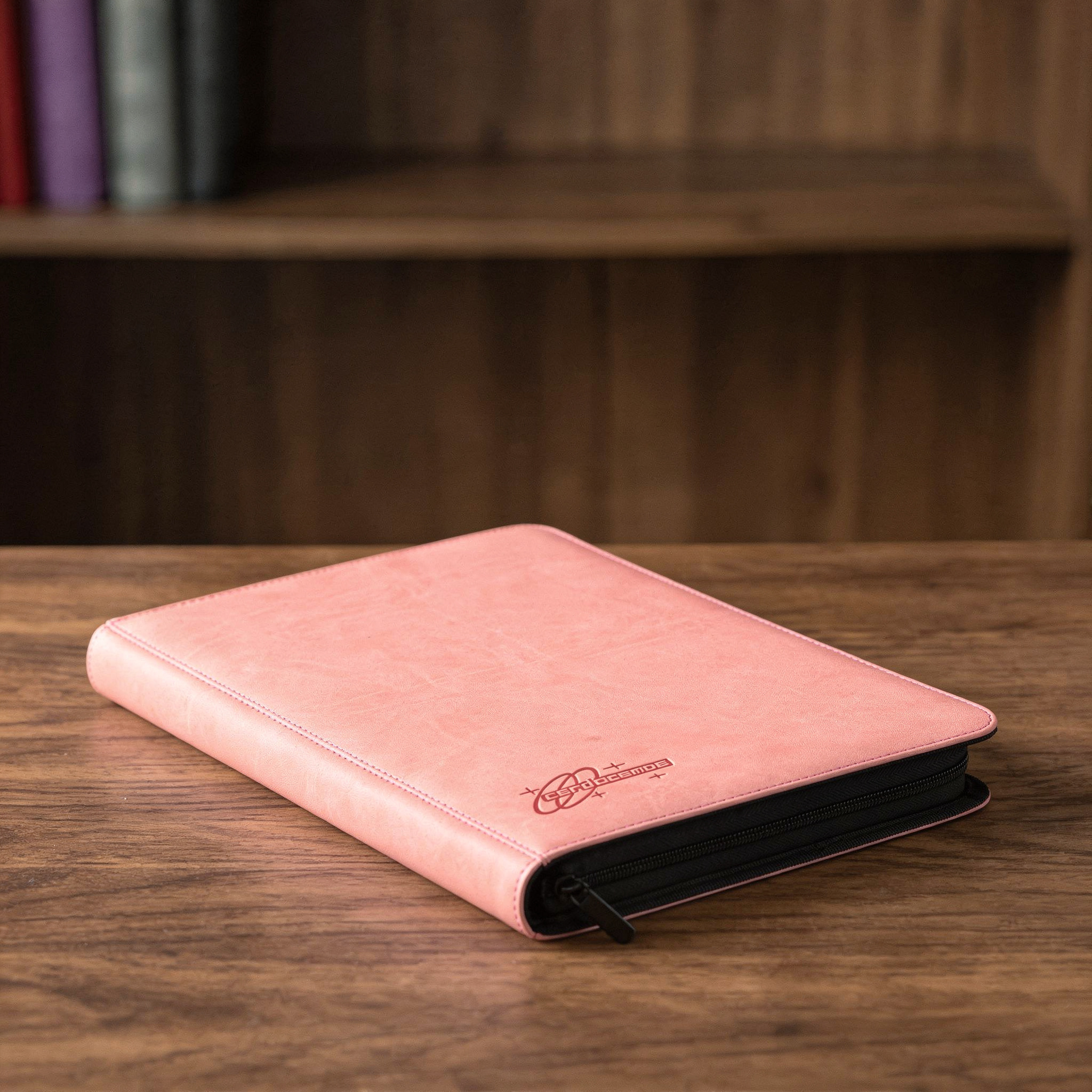 cardcosmos - 16 Pocket Zip Premium XXL leather binder - Pink