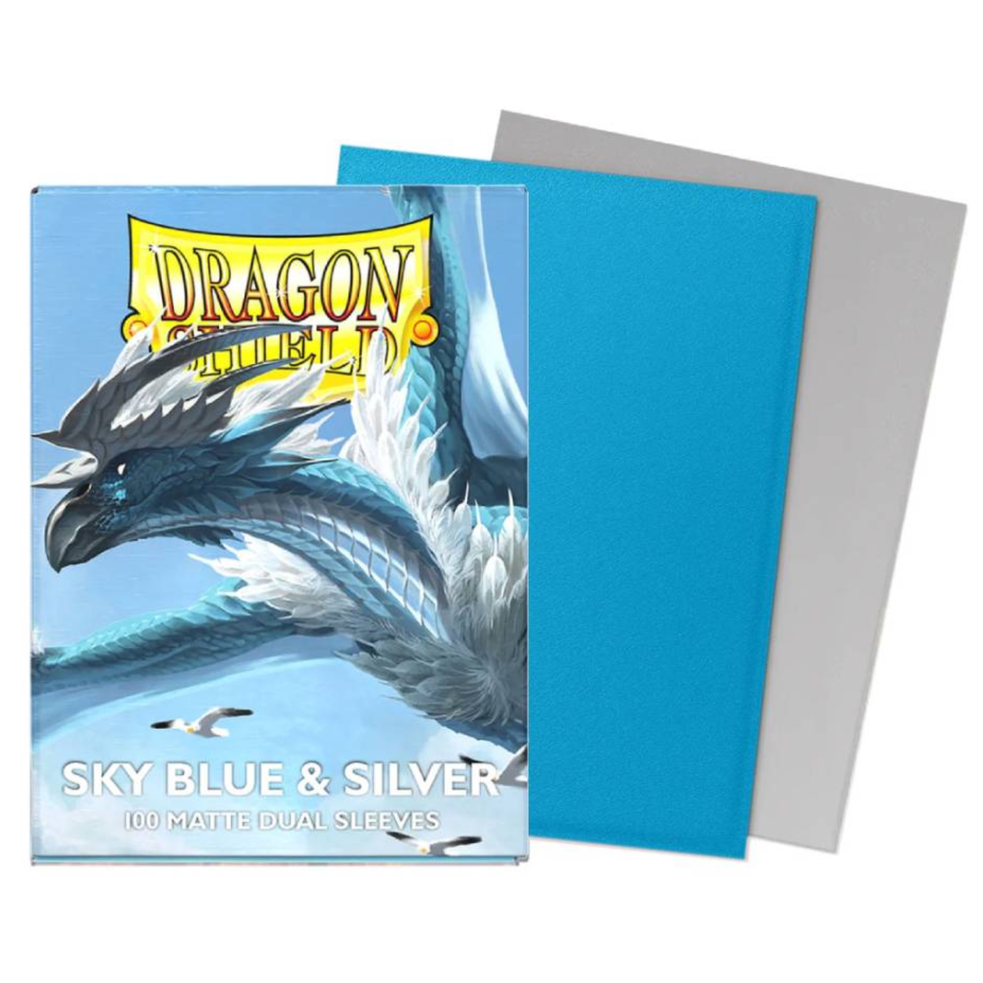 Dragon Shield Sleeves – Dual Matte Hemelsblauw & Zilver (100 stuks)