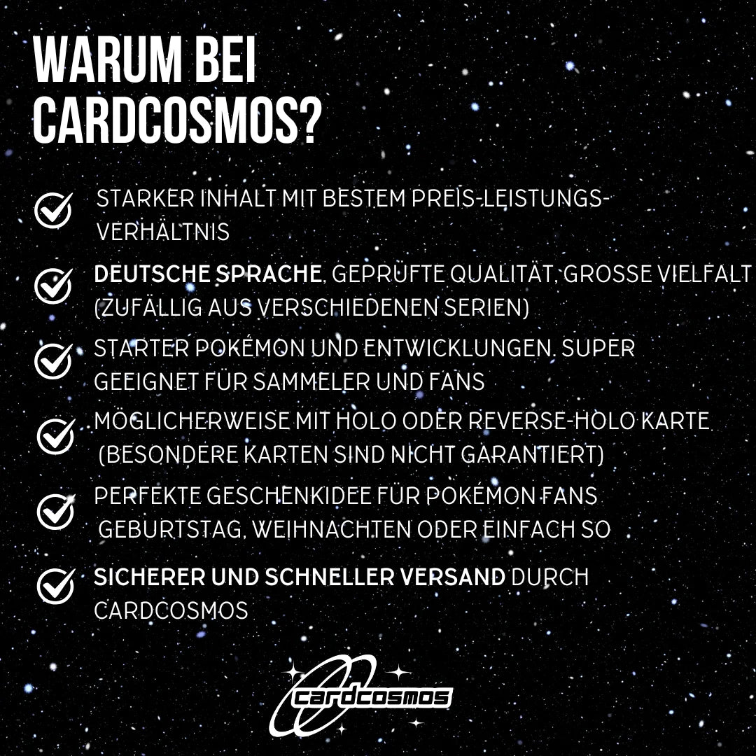 Pokémon Card Set German – 10 Starter Pokémon & Evolutions Cards – Randomly Assembled