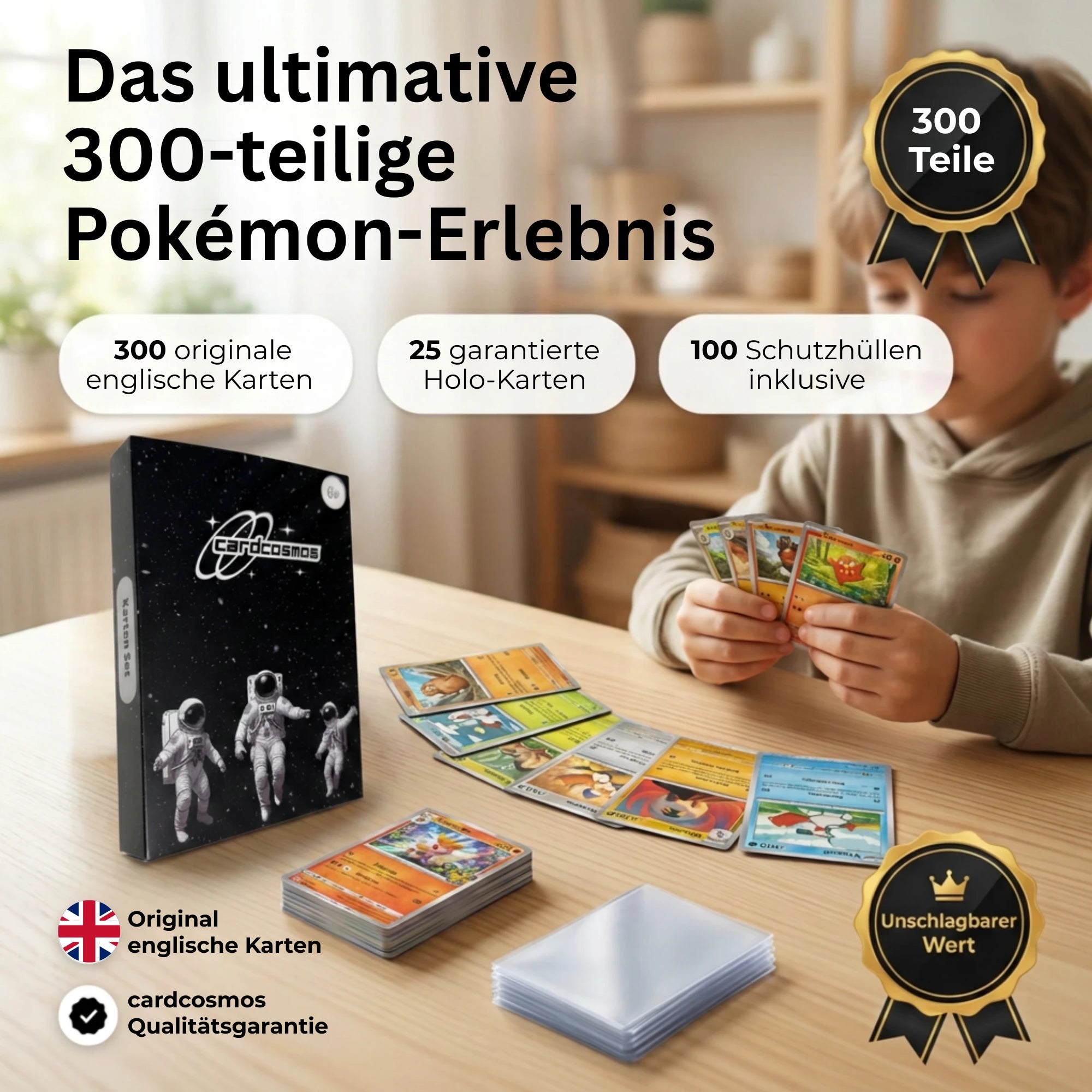 Pokémon Kaartenset Engels – 200 kaarten incl. 25 Holo + 100 Kaart sleeves