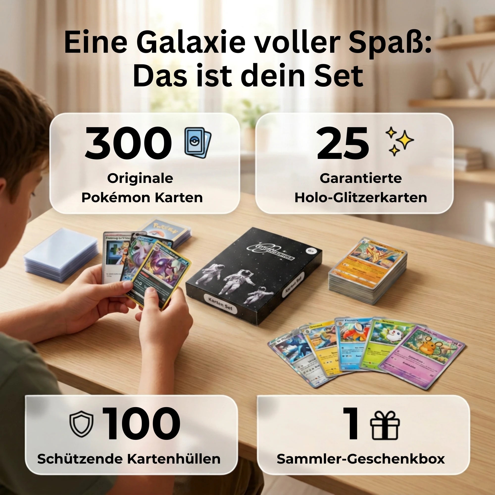 Pokémon Kaartenset Engels – 200 kaarten incl. 25 Holo + 100 Kaart sleeves