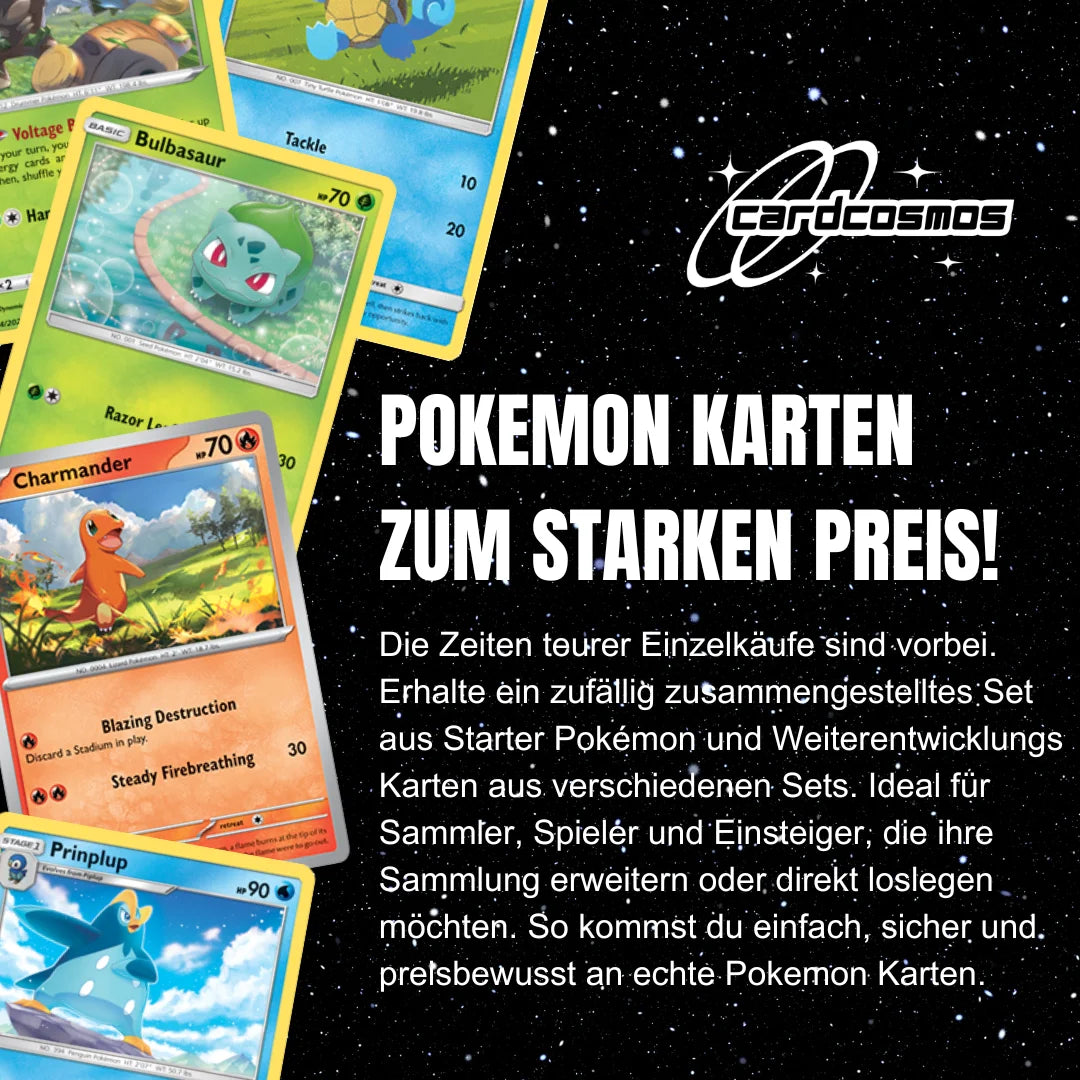 Pokémon Kaartenset Engels – 10 kaarten Starter Pokémon & ontwikkelingen – Willekeurig samengesteld