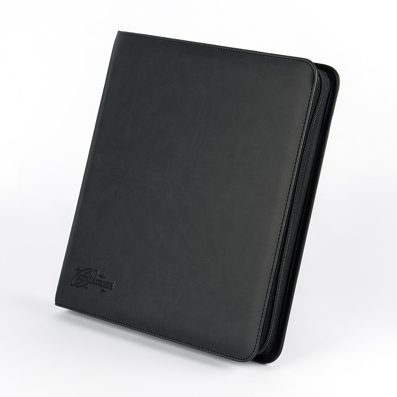 cardcosmos - 12 Pocket Zip Premium Leather Binder - Schwarz