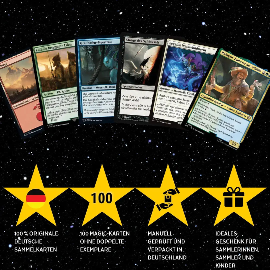 Magic: The Gathering Kaartenset Duits – 100 kaarten incl. 8 zeldzame & 2 Foils + 100 kaart sleeves