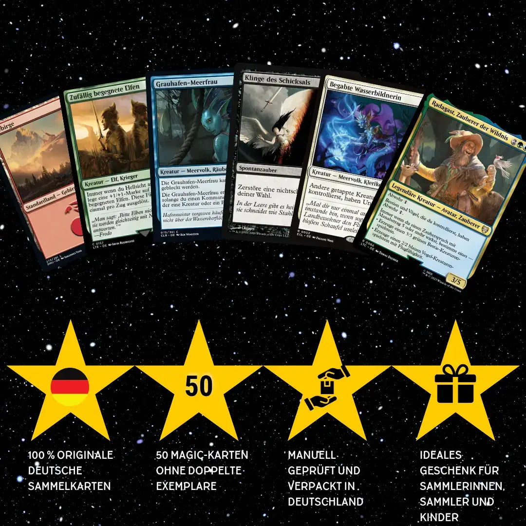 Magic: The Gathering Kaartenset Duits – 50 kaarten incl. 4 zeldzame & 1 Foil + 100 kaart sleeves