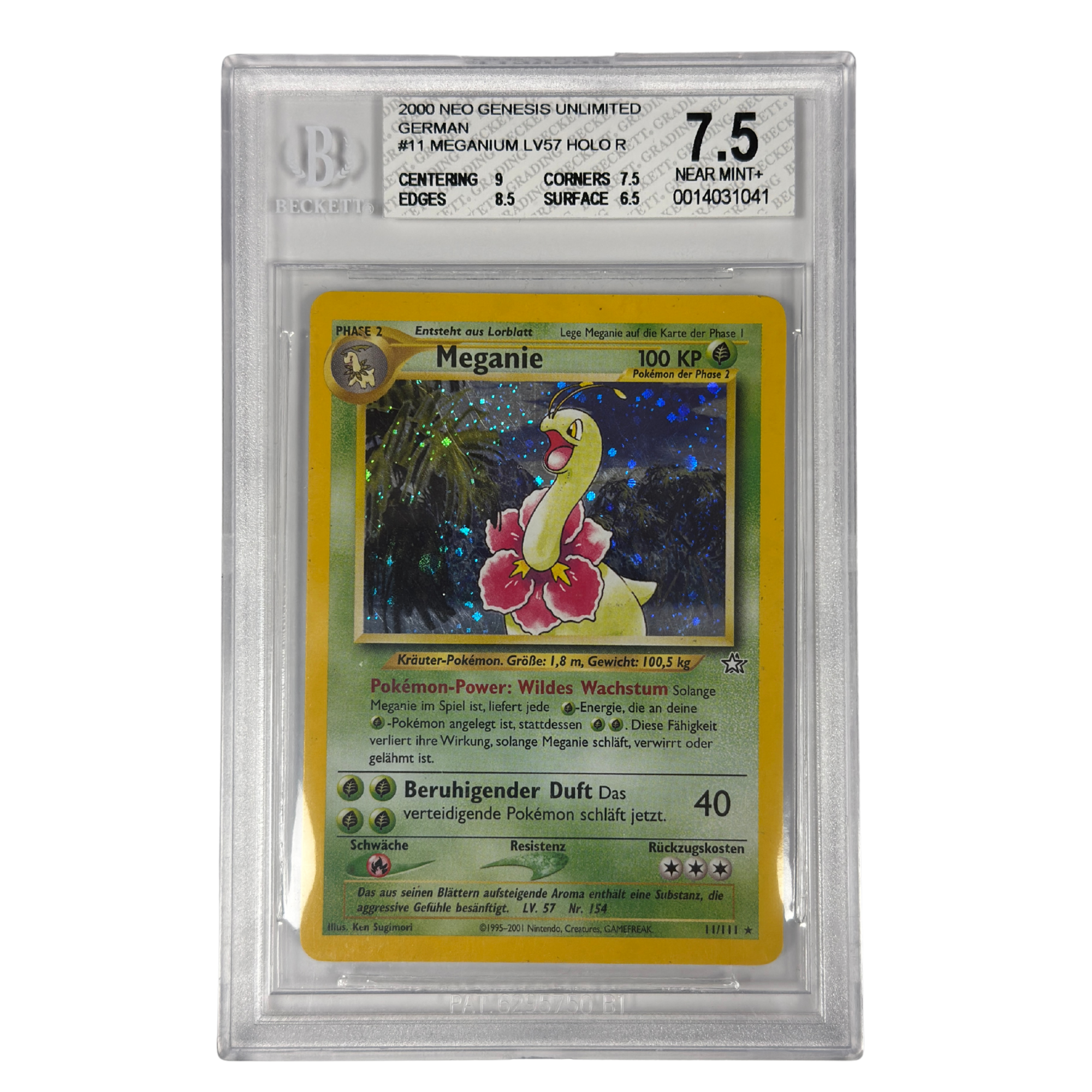 Pokémon - Meganium Holo #11/111 (Neo Genesis Unlimited) – BGS 7.5 Near Mint+