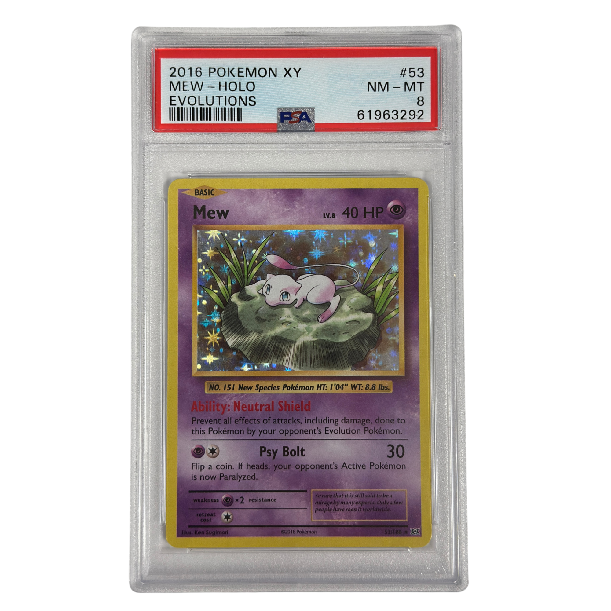 Pokémon - Mew Holo #53/108 Evolutions (2016) – PSA 8 Near mint