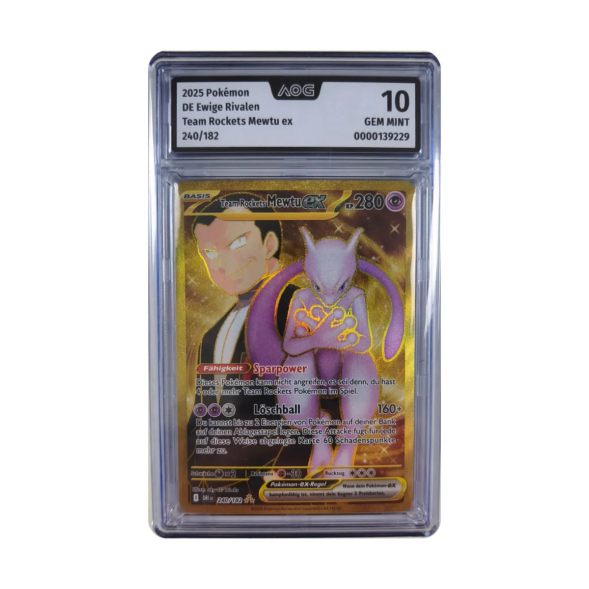 Pokémon - Team Rockets Mewtu ex Gold Rare #240/182 (Ewige Rivalen) – AOG 10 Gem Mint