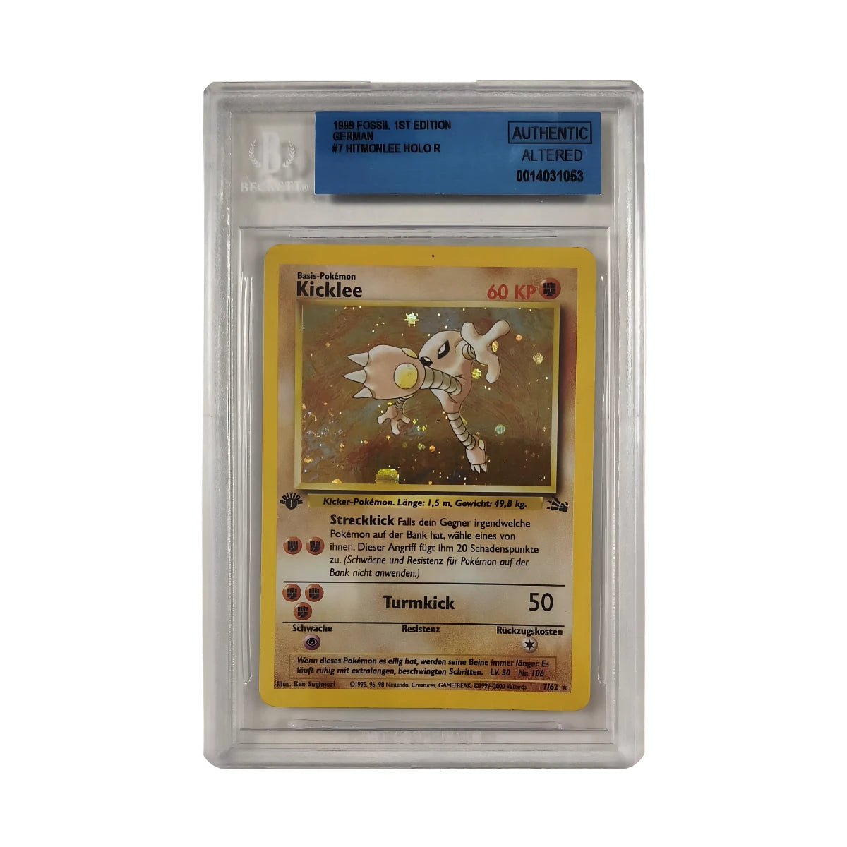 Pokémon - Kicklee Holo #7/62 1st Edition (Fossil) – BGS Authentic Altered