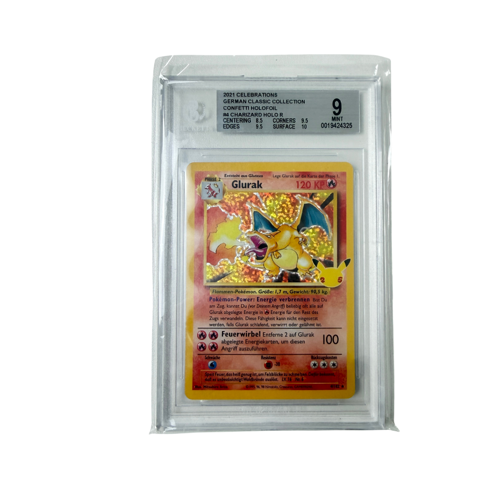 Pokémon - Glurak #4/102 (Celebrations Confetti Holo) – Beckett 9 Mint