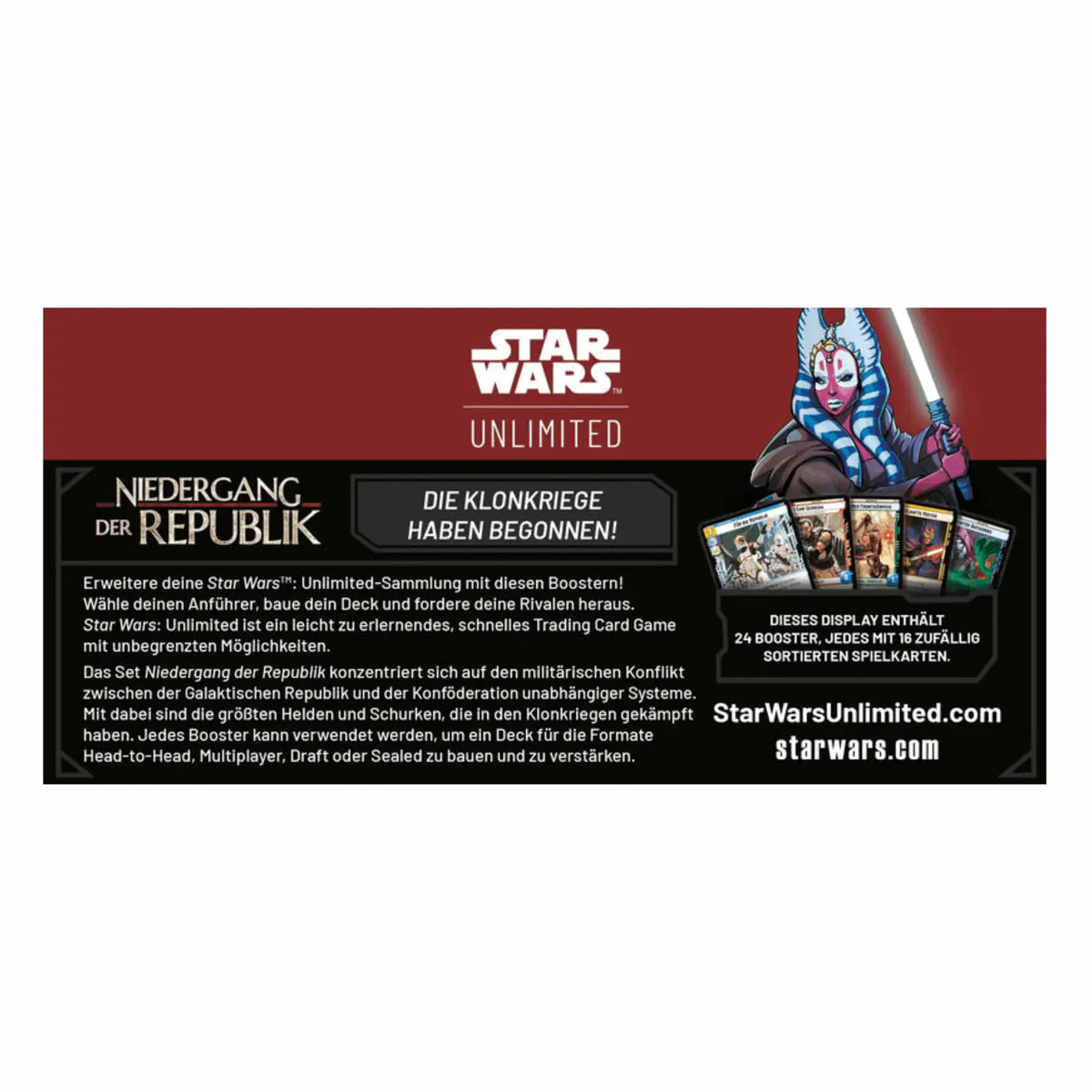 Star Wars: Unlimited - Niedergang der Republik Booster Display - DE