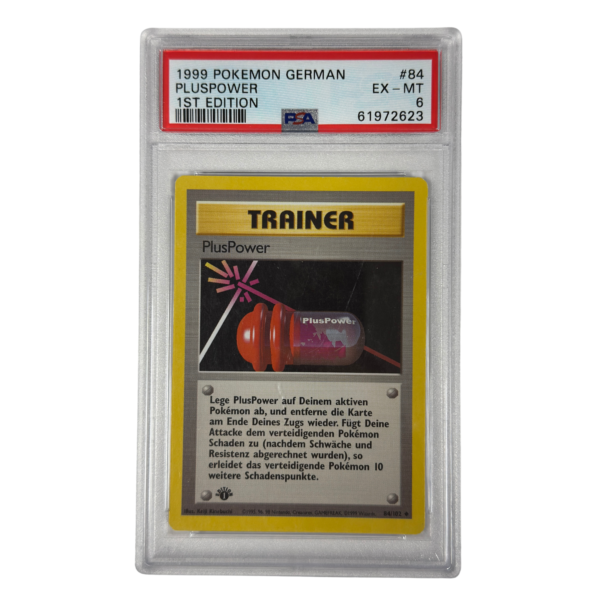Pokémon - PlusPower 1st Edition #84/102 Base Set (1999) German – PSA 6 EX-MT