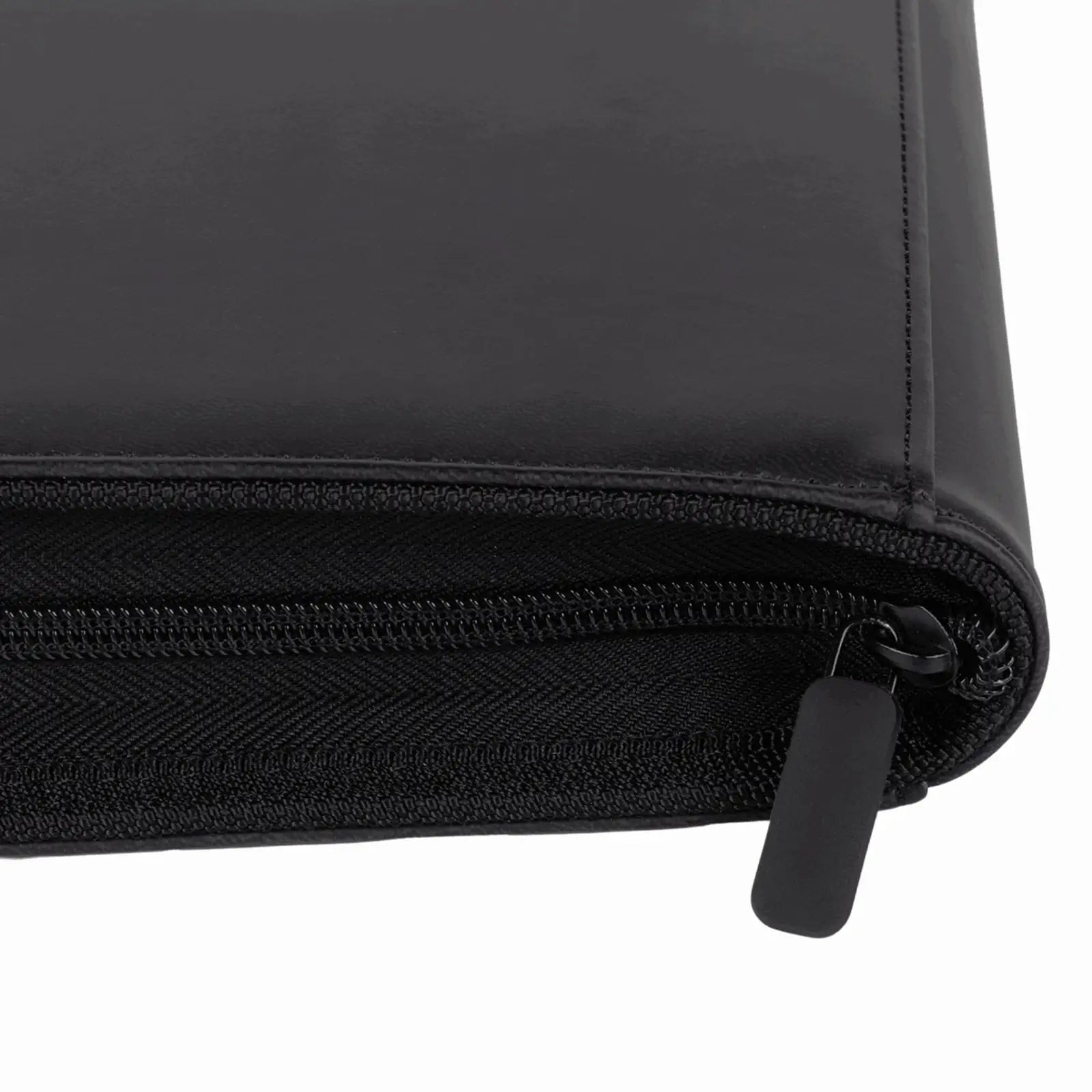 cardcosmos - 9 Pocket Zip Premium Leather Binder - Schwarz/Schwarz